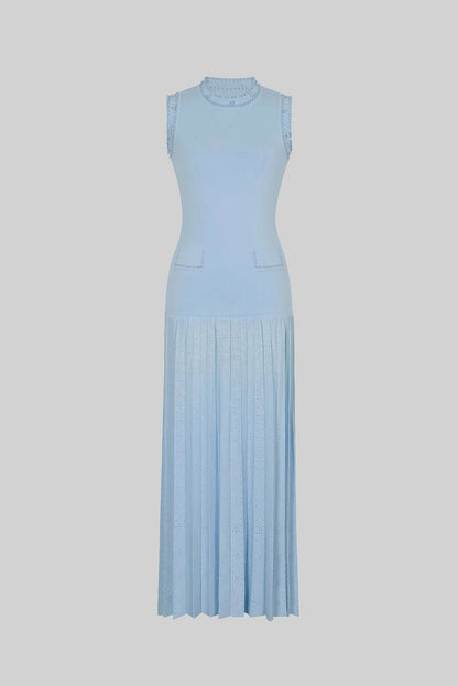 Embellished Drop Waist Knit Midi Dress