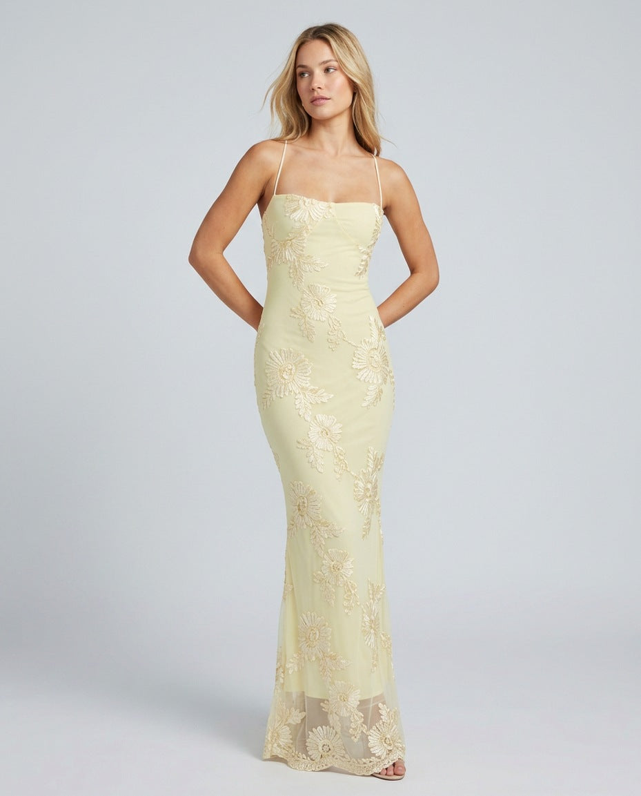 Embroidered Floral Maxi Dress