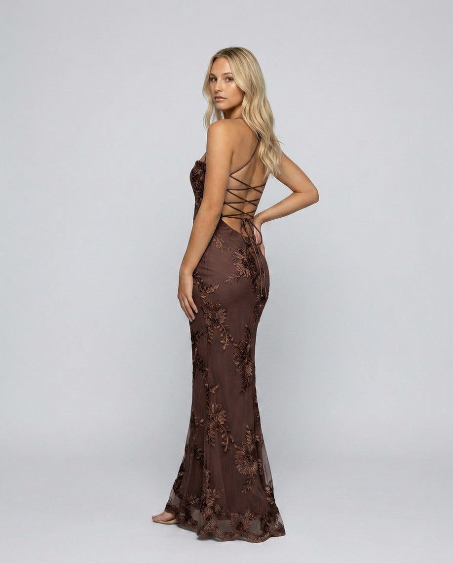 Embroidered Floral Maxi Dress