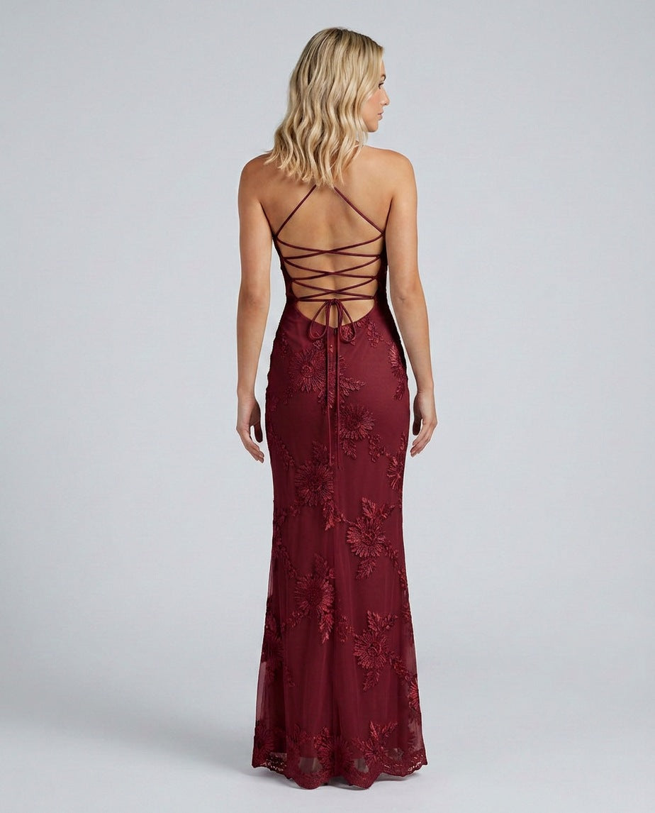 Embroidered Floral Maxi Dress