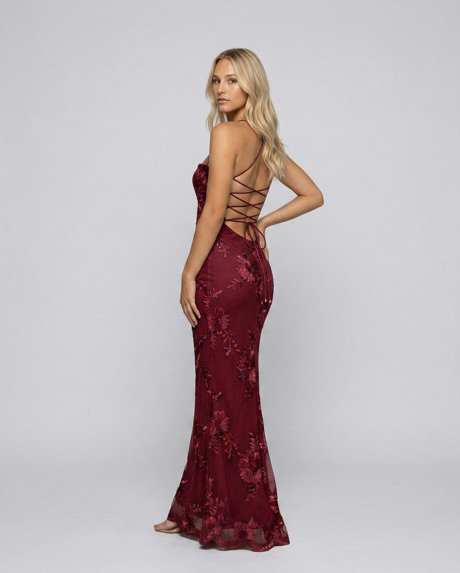 Embroidered Floral Maxi Dress