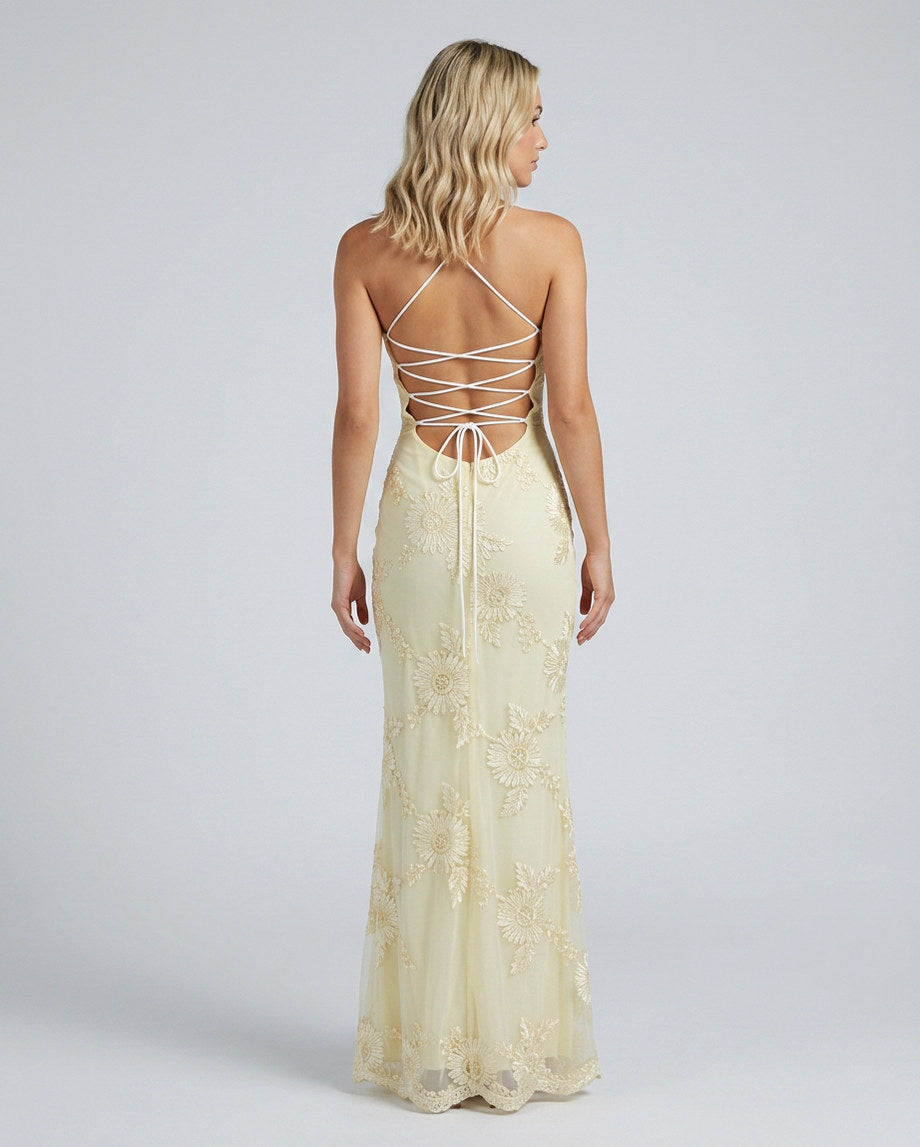 Embroidered Floral Maxi Dress