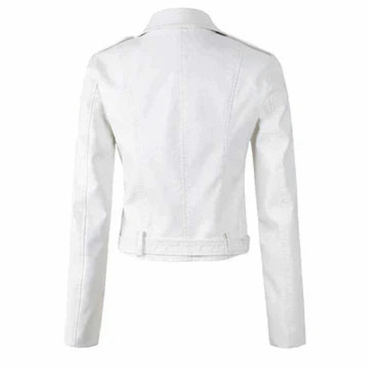 Faux Leather Long Sleeve Belted Jacket