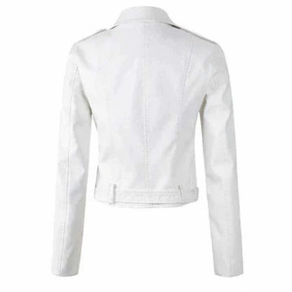 Faux Leather Long Sleeve Belted Jacket
