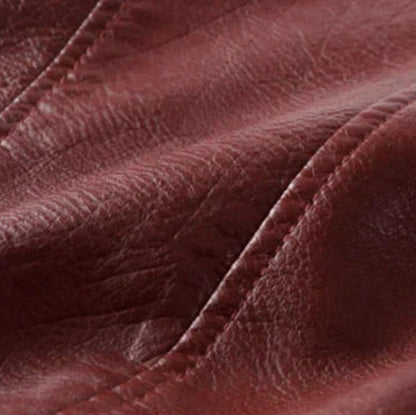 Faux Leather Long Sleeve Belted Jacket