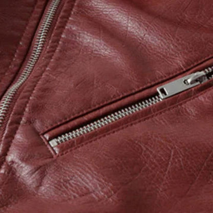 Faux Leather Long Sleeve Belted Jacket