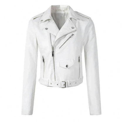 Faux Leather Long Sleeve Belted Jacket