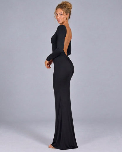 Fitted Boat Neck Maxi Dress