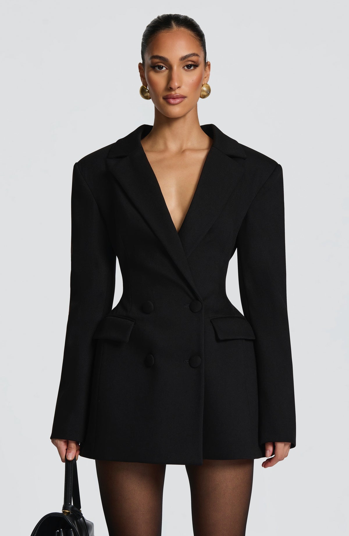 Fitted Long Sleeve Mini Blazer Dress