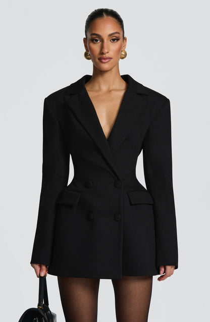 Fitted Long Sleeve Mini Blazer Dress