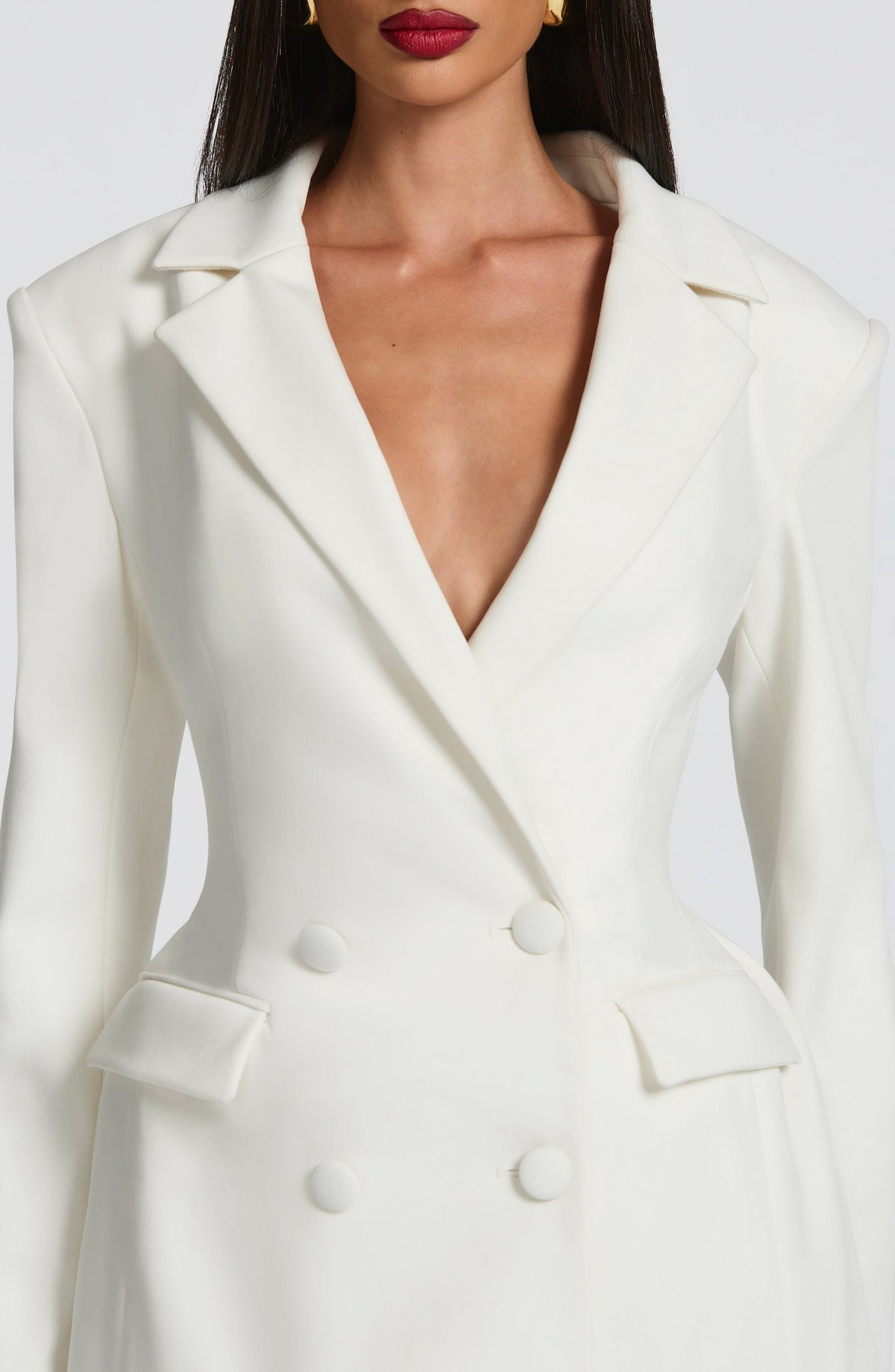 Fitted Long Sleeve Mini Blazer Dress