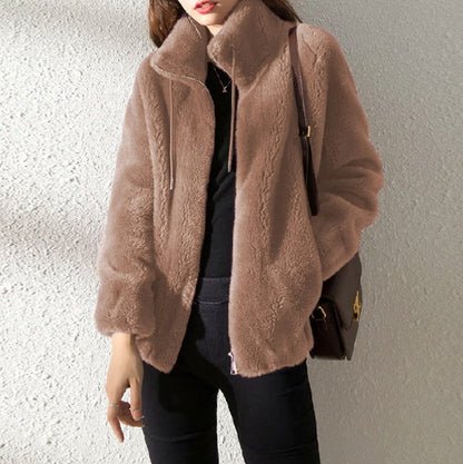 Fleece Stand Collar Zip Jacket