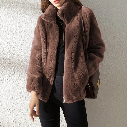 Fleece Stand Collar Zip Jacket
