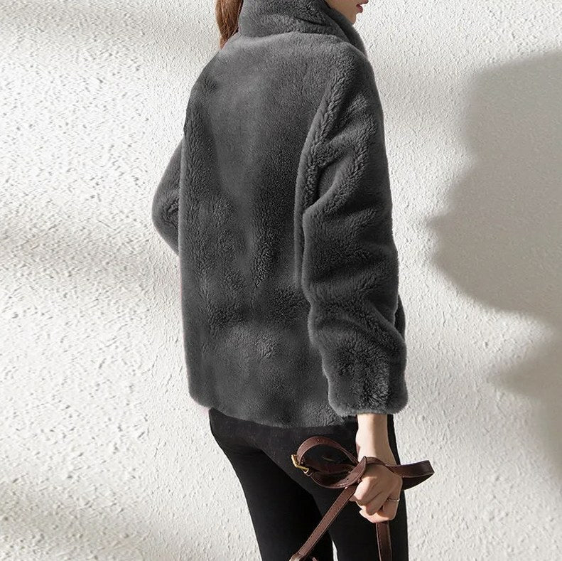 Fleece Stand Collar Zip Jacket