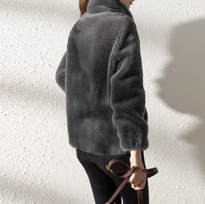 Fleece Stand Collar Zip Jacket