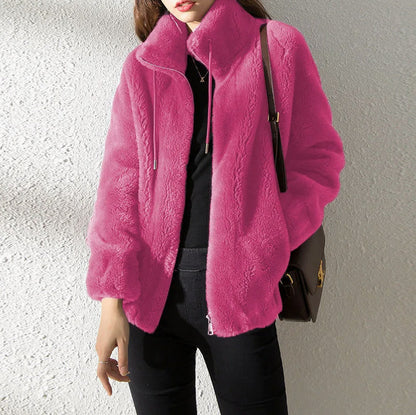 Fleece Stand Collar Zip Jacket