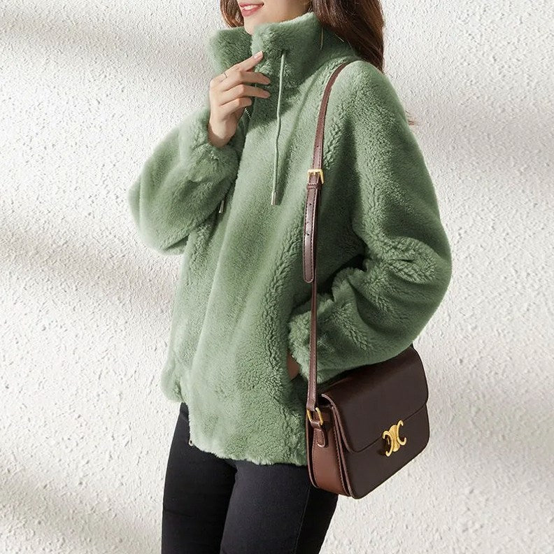 Fleece Stand Collar Zip Jacket