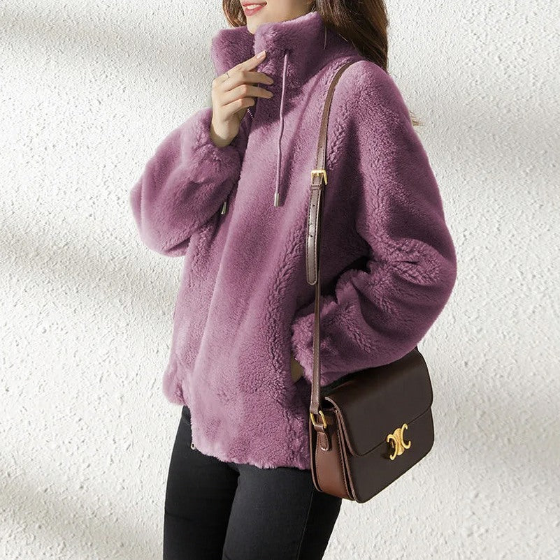 Fleece Stand Collar Zip Jacket