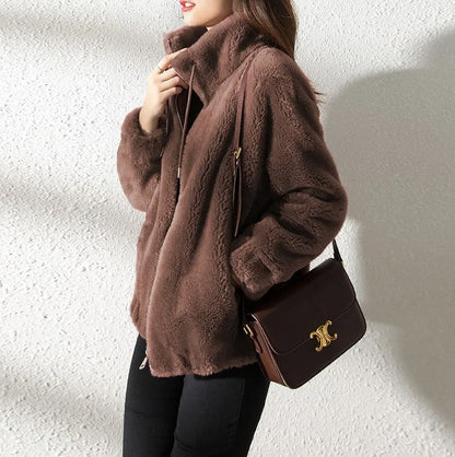 Fleece Stand Collar Zip Jacket