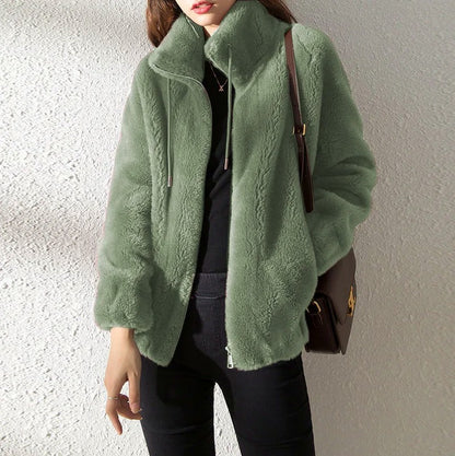 Fleece Stand Collar Zip Jacket