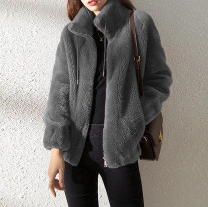 Fleece Stand Collar Zip Jacket