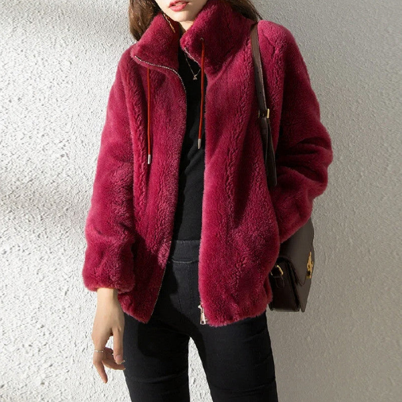 Fleece Stand Collar Zip Jacket