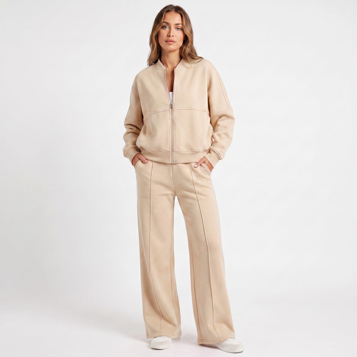 Fleece Zip Front Wide Leg Set