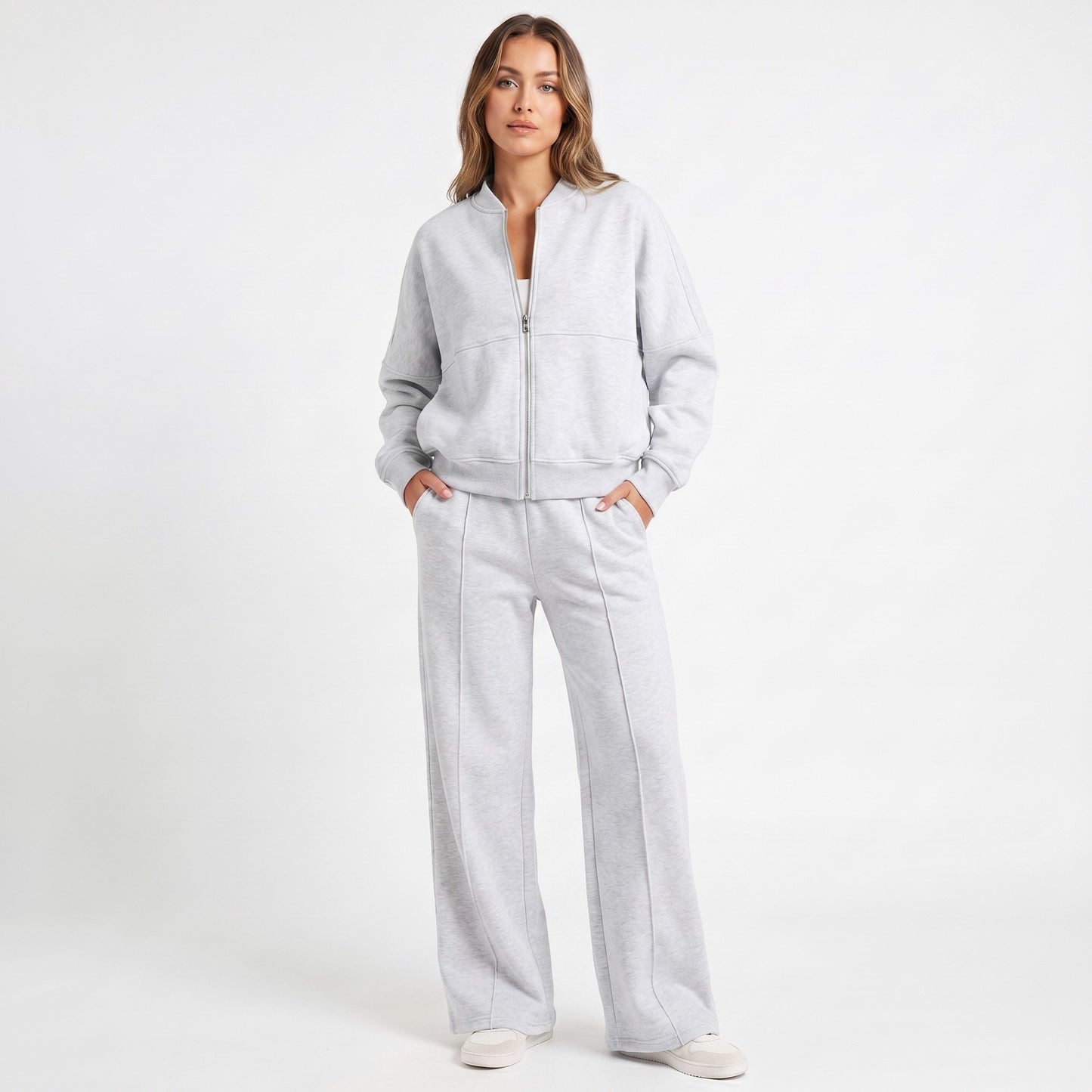 Fleece Zip Front Wide Leg Set