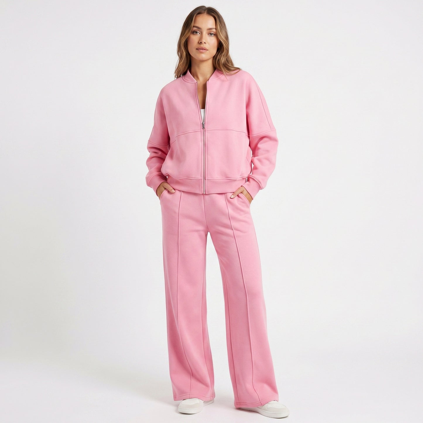 Fleece Zip Front Wide Leg Set