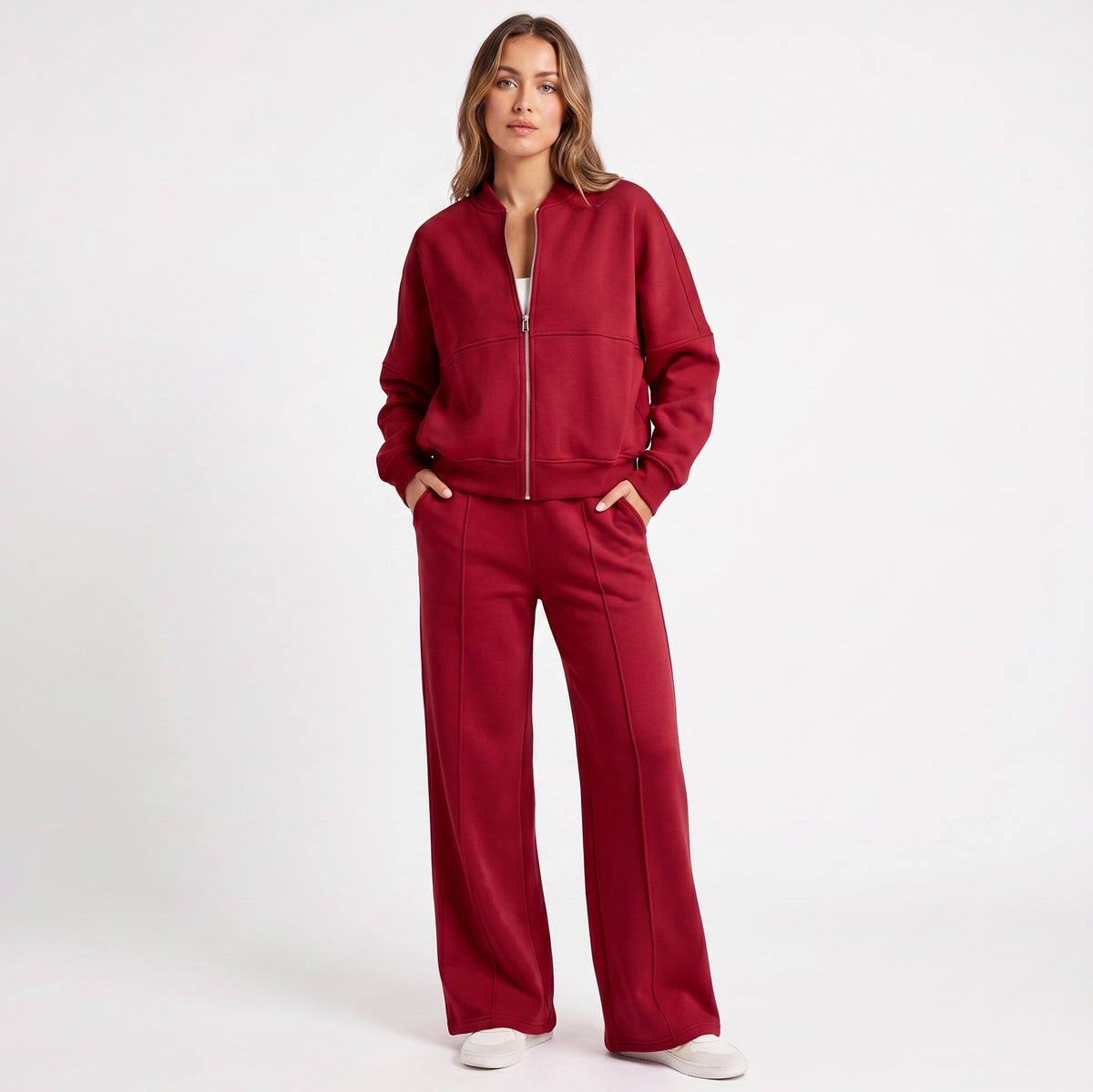 Fleece Zip Front Wide Leg Set