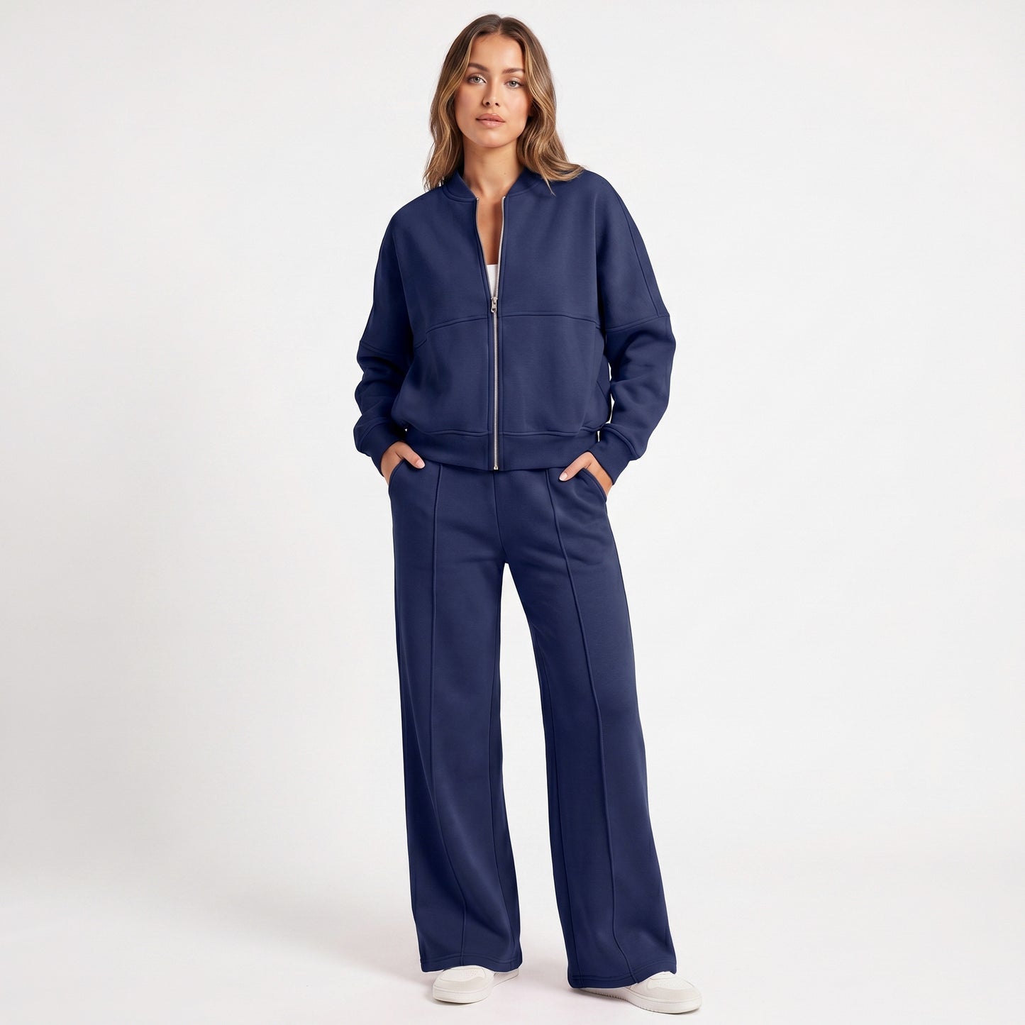 Fleece Zip Front Wide Leg Set