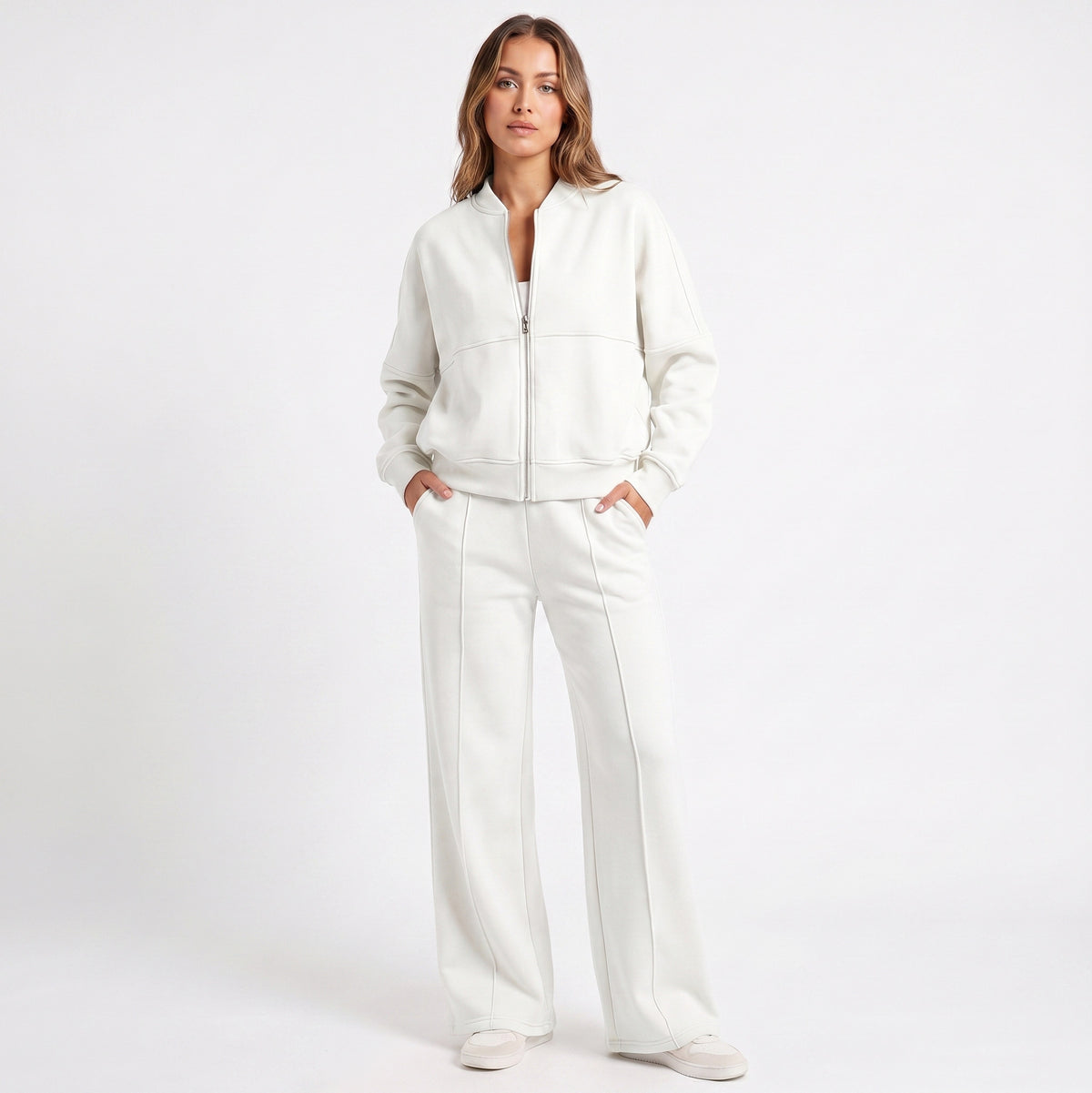 Fleece Zip Front Wide Leg Set