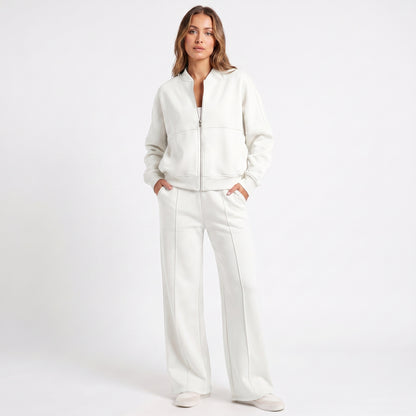 Fleece Zip Front Wide Leg Set