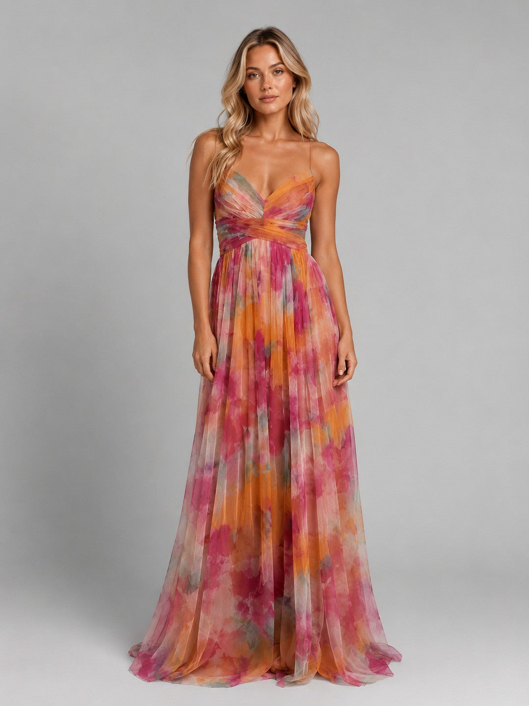 Floral Chiffon Strappy Maxi Dress