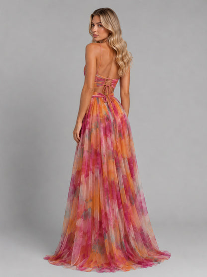Floral Chiffon Strappy Maxi Dress