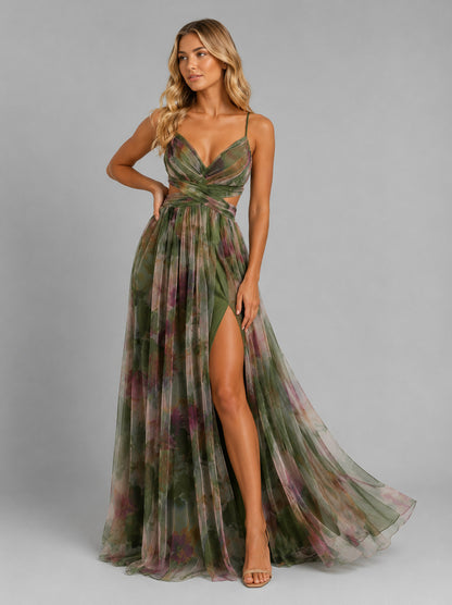 Floral Chiffon Strappy Maxi Dress