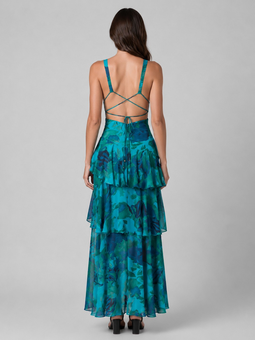 Floral Chiffon Tiered Maxi Dress