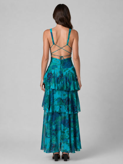 Floral Chiffon Tiered Maxi Dress