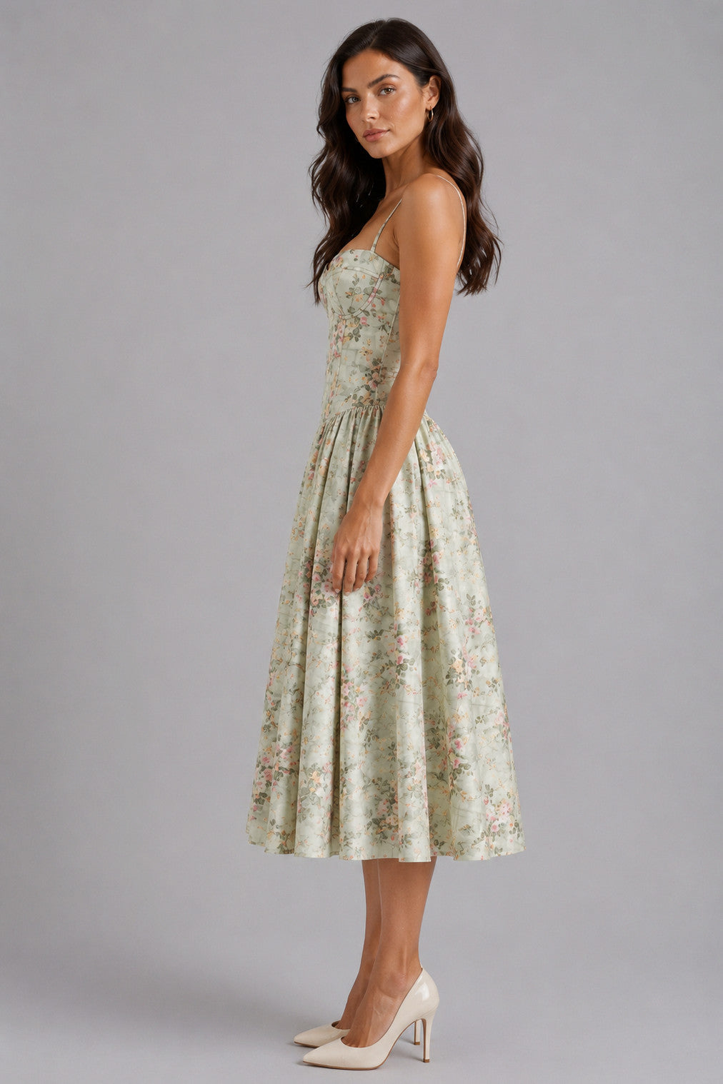 Floral Corset Drop Waist Midi