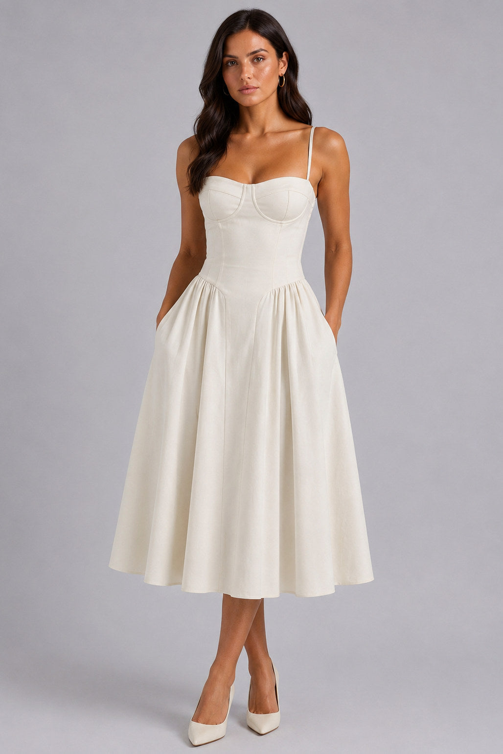 Floral Corset Drop Waist Midi