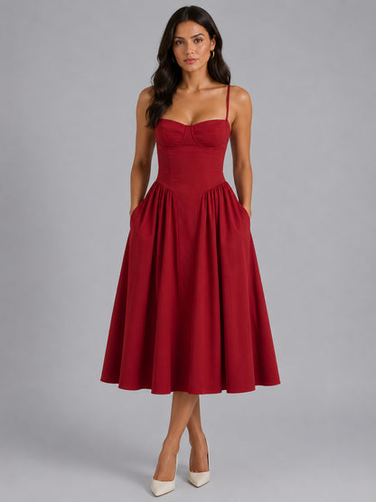 Floral Corset Drop Waist Midi