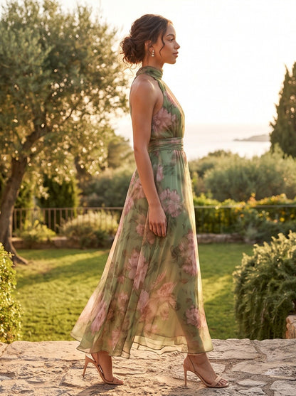Floral Halter Maxi Dress