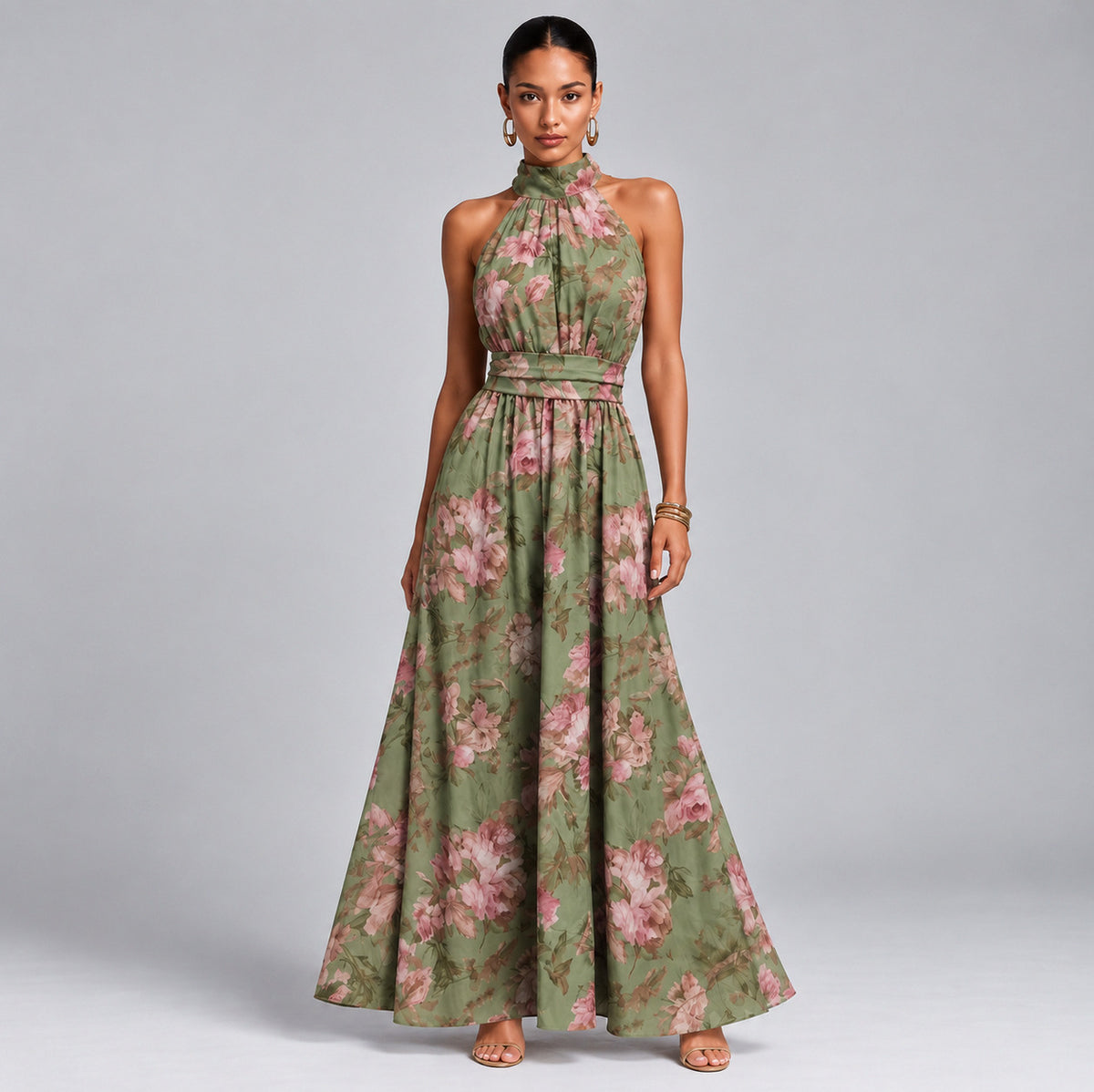 Floral Halter Wide Leg Jumpsuit