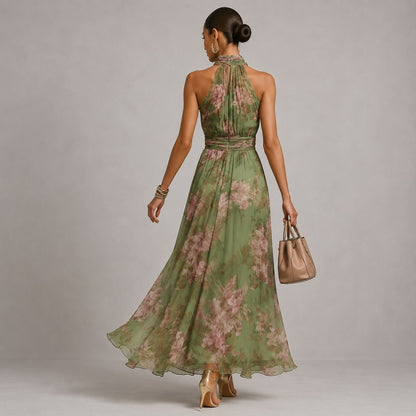 Floral Halter Wide Leg Jumpsuit