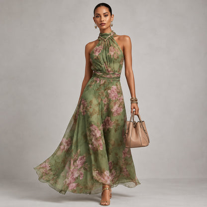 Floral Halter Wide Leg Jumpsuit