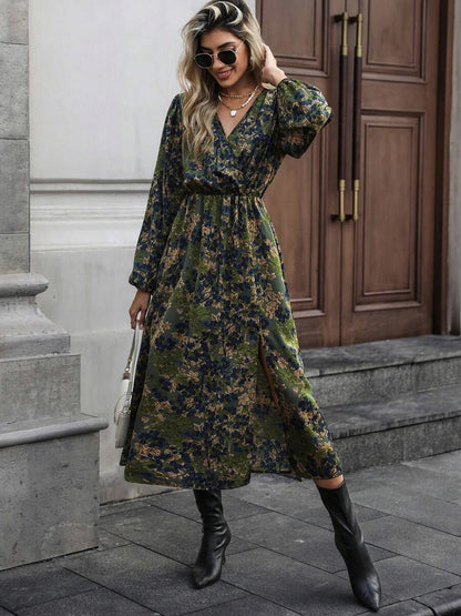 Floral Long Sleeve Midi Dress