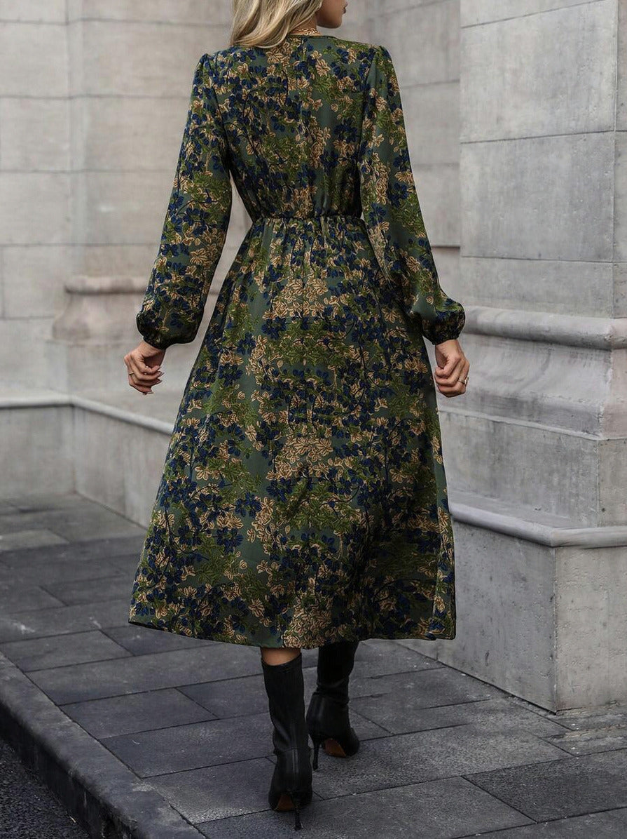 Floral Long Sleeve Midi Dress