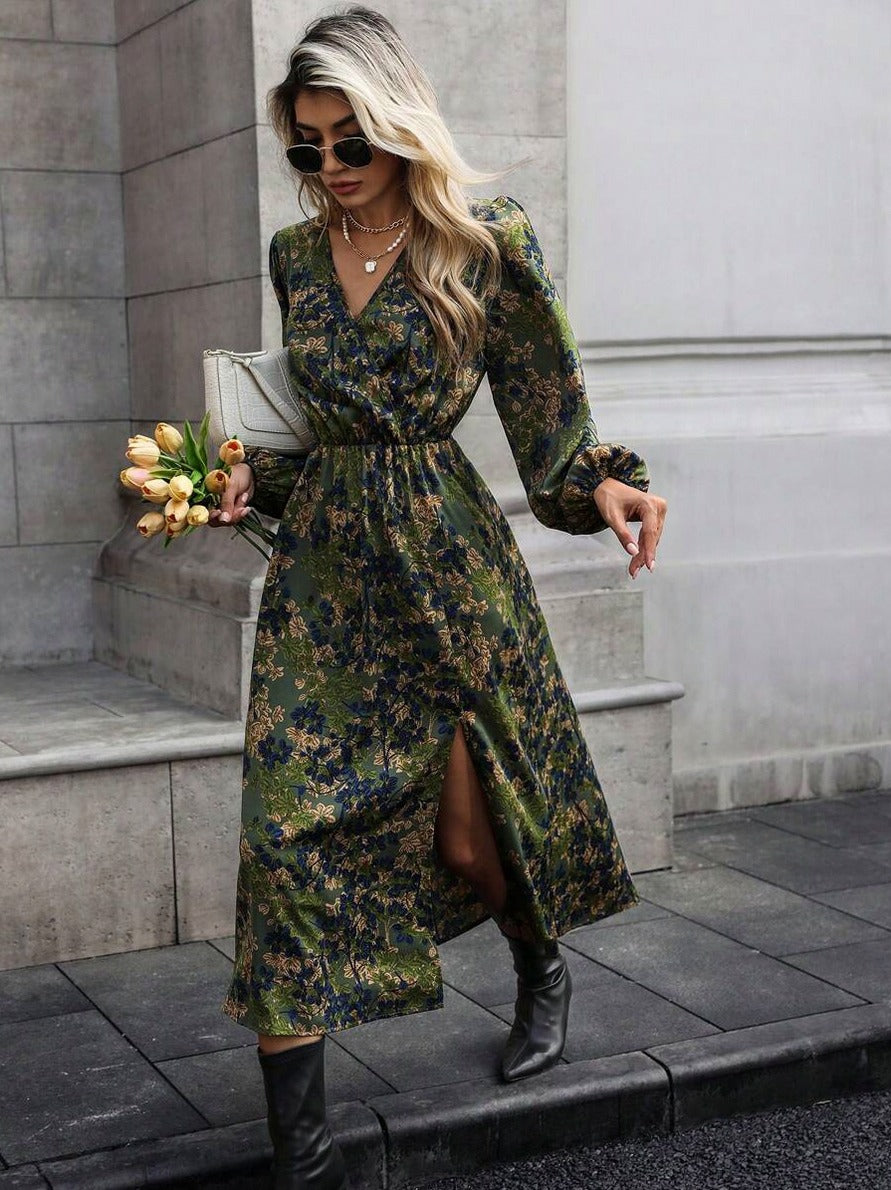 Floral Long Sleeve Midi Dress