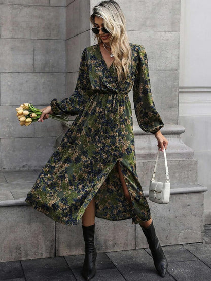 Floral Long Sleeve Midi Dress