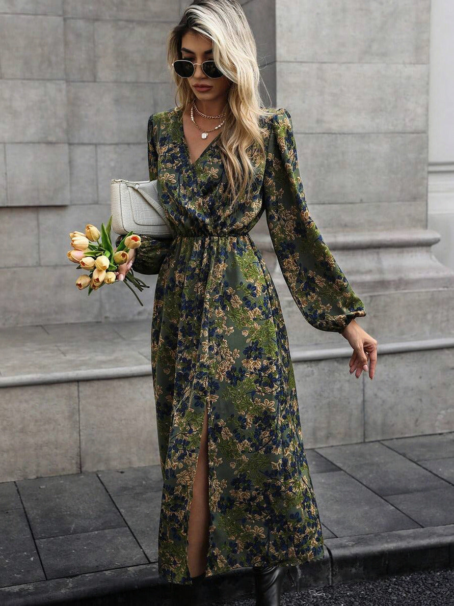 Floral Long Sleeve Midi Dress
